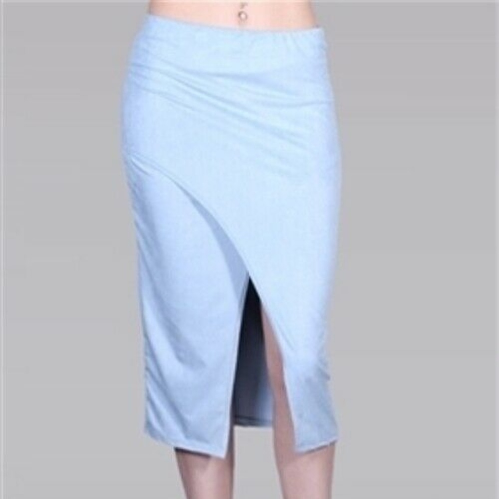 Madrag Small Blue Suede Modest Skinny Band Stretchy Skirt